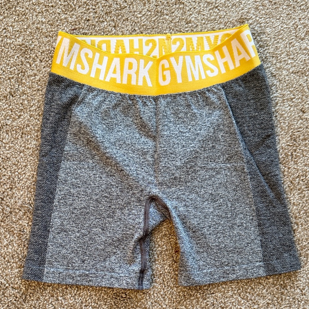 Gymshark Heather Gray Shorts with Yellow Waistband